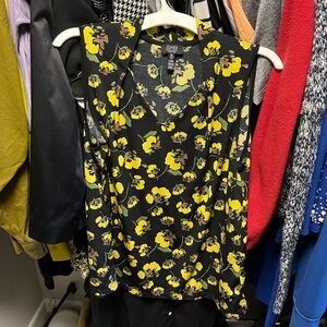 New York & Company Black and Yellow Floral Blouse